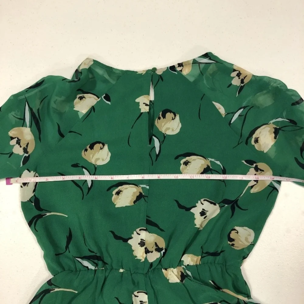 NWT Banana Republic Women’s Asymmetrical Fit & Flare Floral Green Dress 00P - Picture 7 of 9